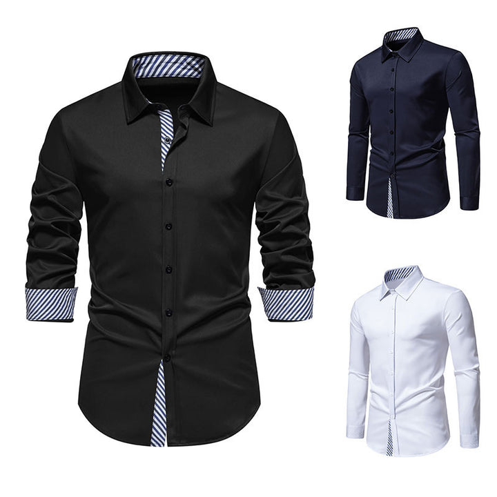 Herren Langarmhemd mit modernem Kontrastdesign Echoarchiv