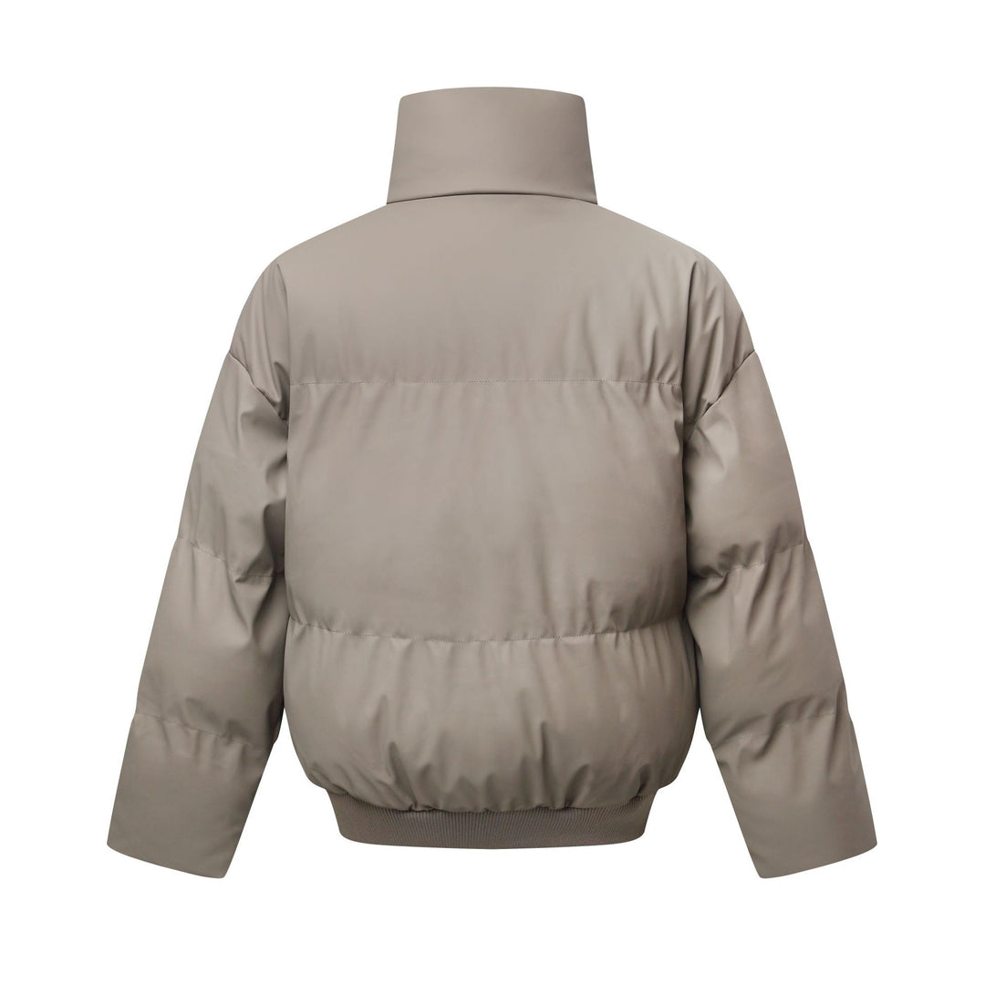Damen Kurz geschnittener Stepp-Winterparka mit hohem Stehkragen und geripptem Saum Echoarchiv