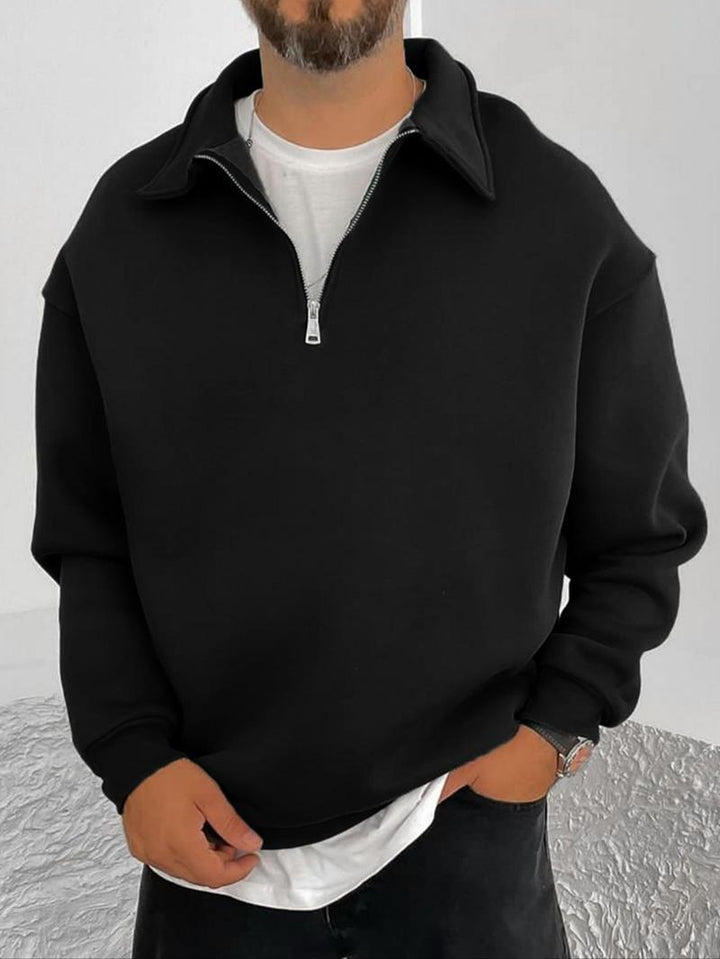 Herren Oversize Halbzip-Sweatshirt mit aufgestelltem Kragen – Cavarno