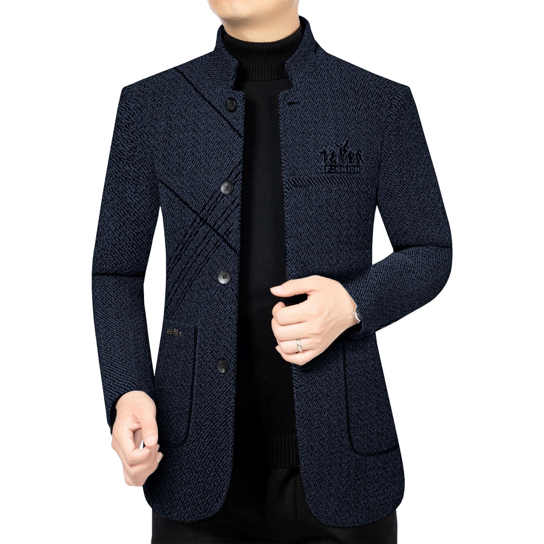 Herren Wollmantel mit Teddyfutter, Stehkragen und schmaler Silhouette – Montevé