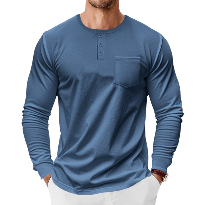 Herren Langarmshirt mit Knopfleiste und Brusttasche Echoarchiv