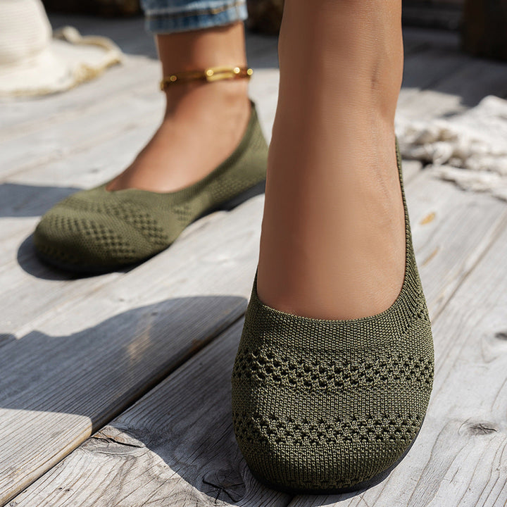 Damen Ballerinas mit elastischem Strickdesign und rutschfester Sohle – Lioré