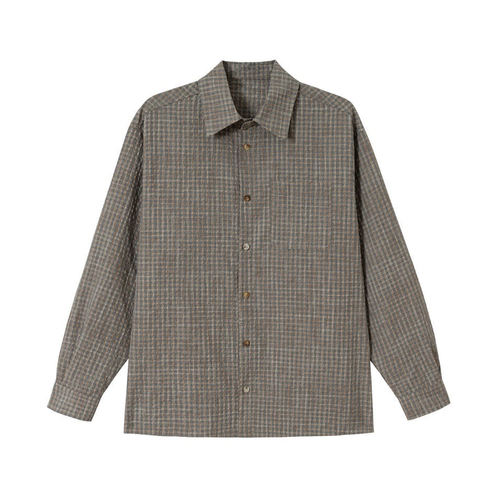 Herren Leichtes Karo-Overshirt aus Baumwollmischung mit geradem Saum und aufgesetzter Brusttasche Echoarchiv