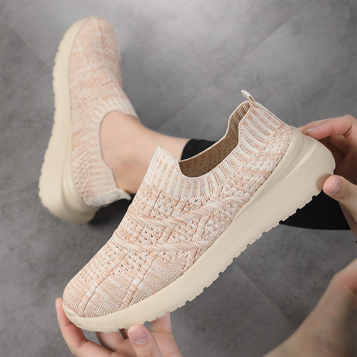 Damen nan sockenähnlicher Komfort-Slipper mit strukturiertem Strickobermaterial und gedämpfter EVA-Keilsohle Echo Archiv