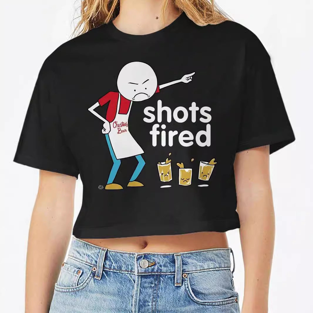 Damen Crop-Top mit auffälligem Schriftzug Echo Archiv