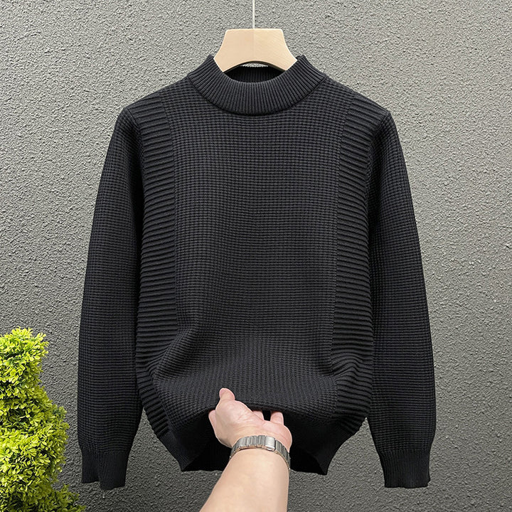 Damen Feinstrickpullover mit strukturierter Waffel- und Rippenstruktur und Stehkragen Echoarchiv