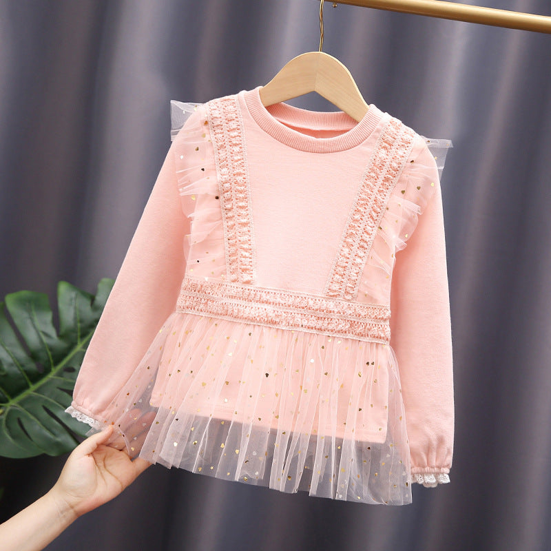 Mädchen Sweatshirt mit Rüschendetails und Tüllbesatz Echo Archiv