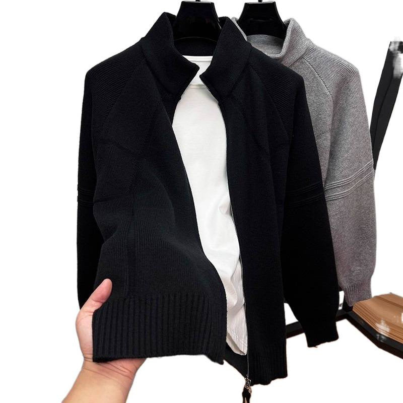Herren Strukturierte Halbzip-Strickjacke mit Stehkragen und Raglanärmeln Echoarchiv