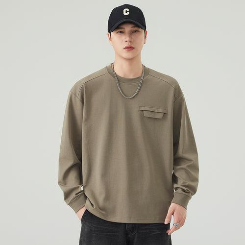 Herren Oversize Sweatshirt mit Brustklappe und Raglanärmeln Echoarchiv
