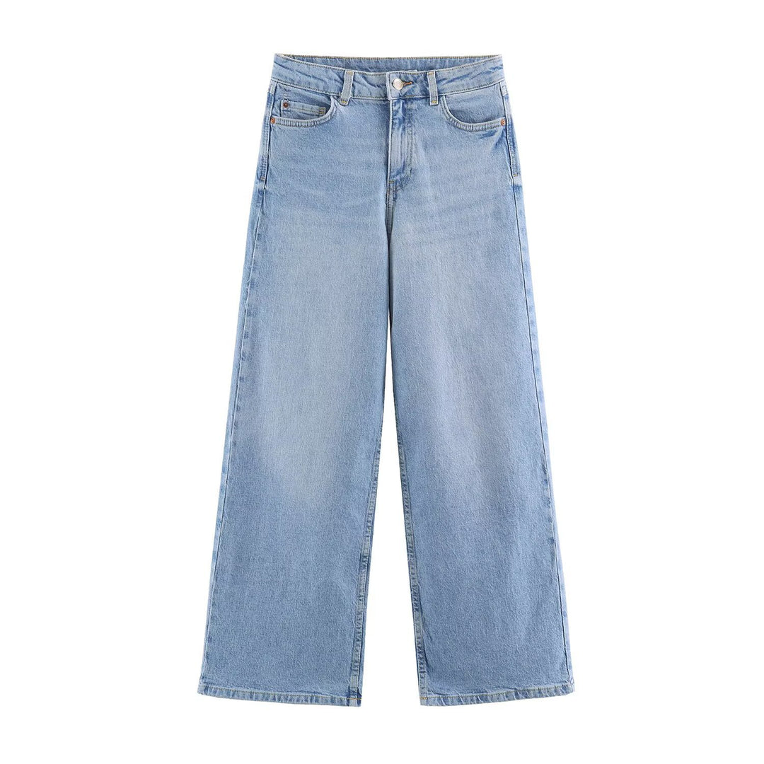 Damen Hochtaillierte Cropped Jeans mit weitem Bein und Fünf‑Taschen‑Schnitt Echo Archiv
