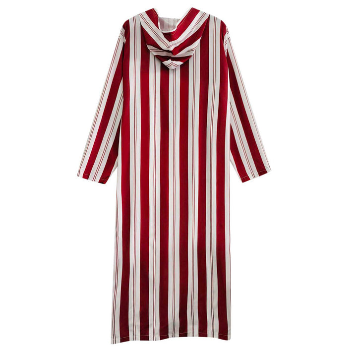 Damen nan langes Kapuzen-Hemdkleid mit frontalem Reißverschluss und senkrechtem Streifenmuster Echo Archiv