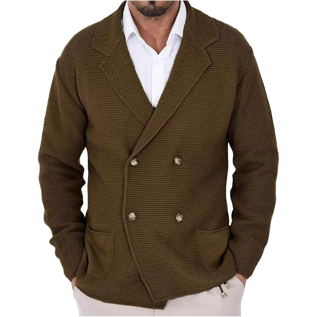 Herren modischer Strickblazer mit doppelter Knopfleiste und Taschen Echoarchiv