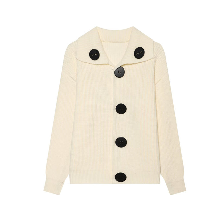 Damen grobgestrickte Waffelstruktur-Strickjacke mit übergroßen Knöpfen und Schalkragen Echo Archiv