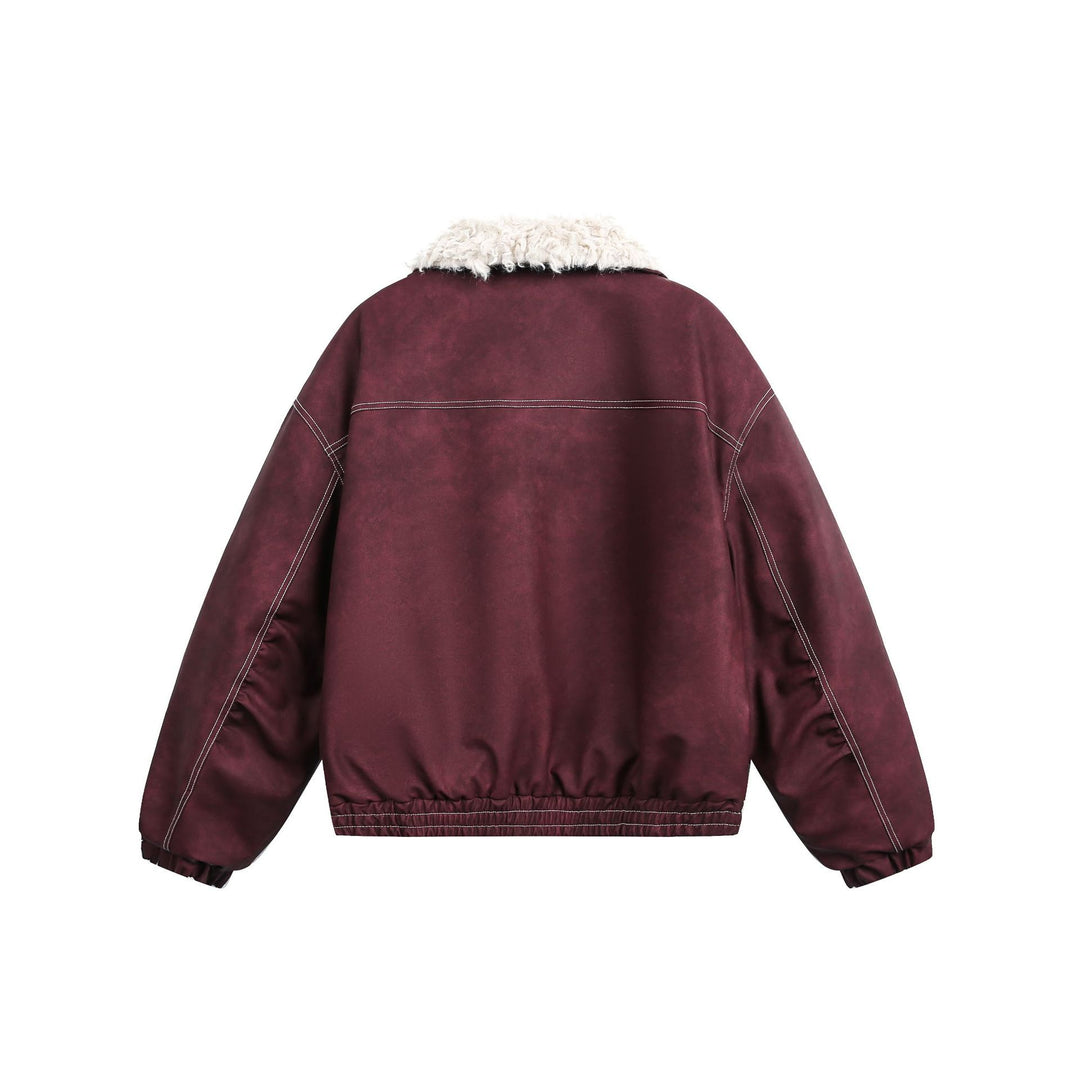 Herren Boxy Veloursleder‑Optik Blouson mit Teddyfutter und hohem Kragen Echoarchiv