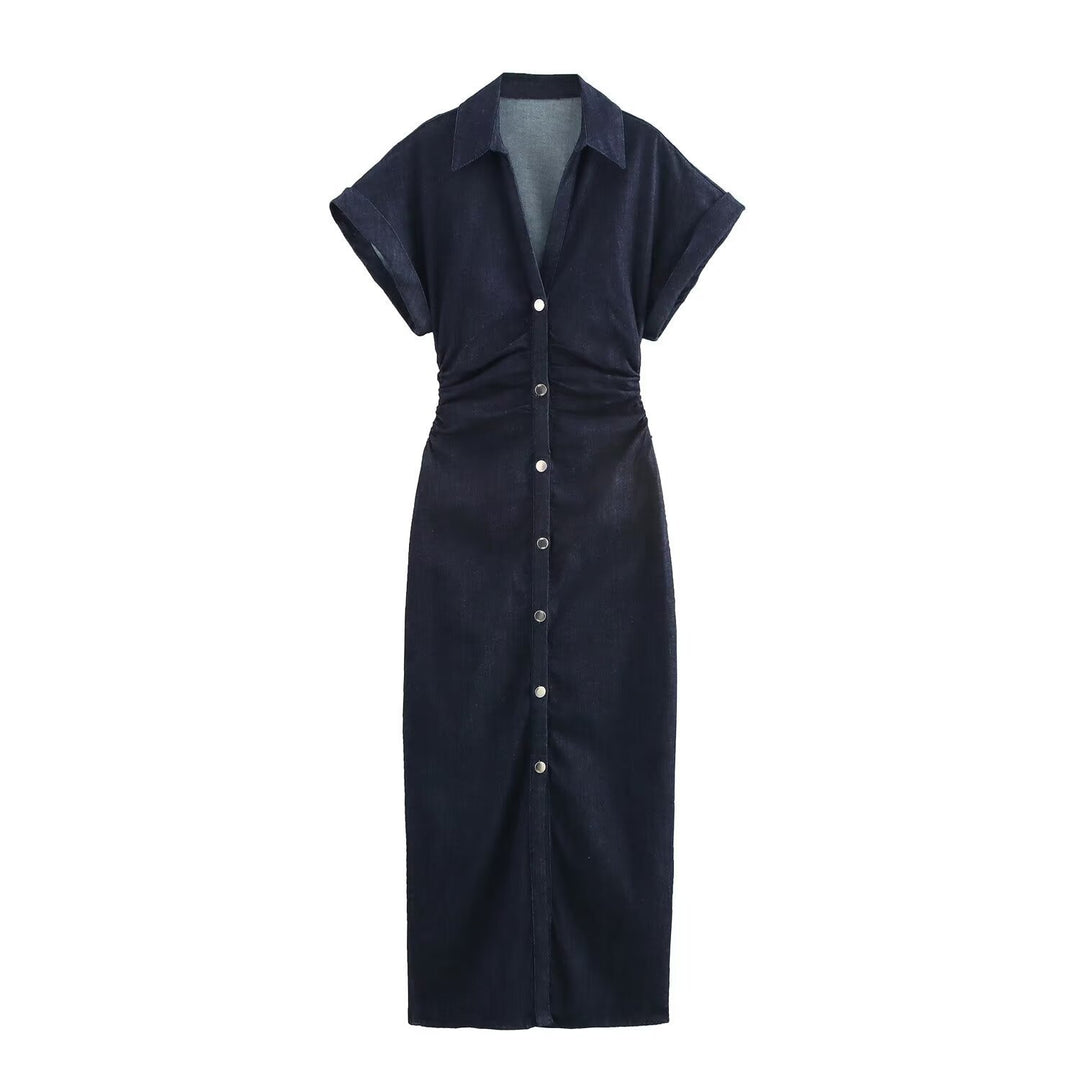 Damen Hemdblusenkleid mit kurzen Ärmeln und praktischen Taschen Echo Archiv