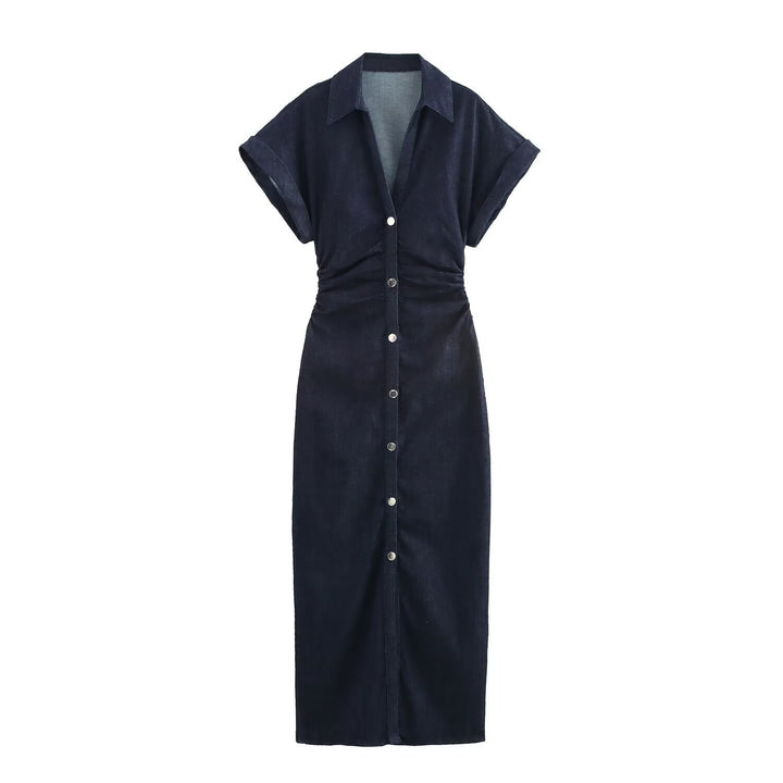 Damen Hemdblusenkleid mit kurzen Ärmeln und praktischen Taschen Echo Archiv