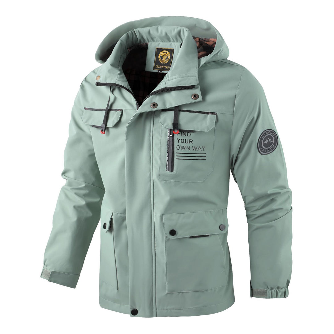 Herren nan wasserdichte Parka-Jacke mit Kapuze, mehrfachen Utility-Taschen, verstärkten Ärmelabschlüssen und winddichter Membran Echo Archiv