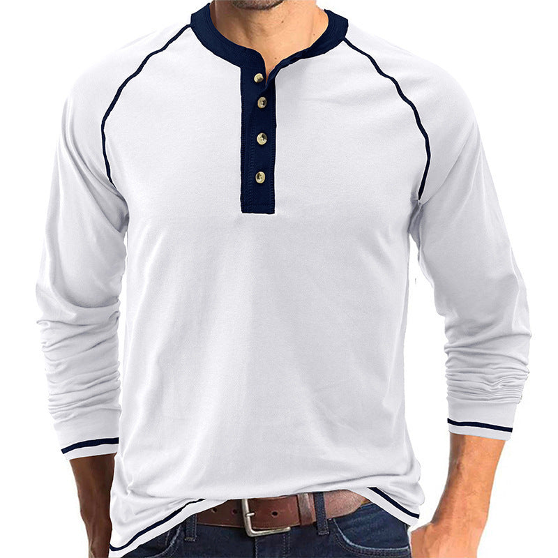 Herren Langarm Henley-Shirt mit kontrastierenden Details Echoarchiv