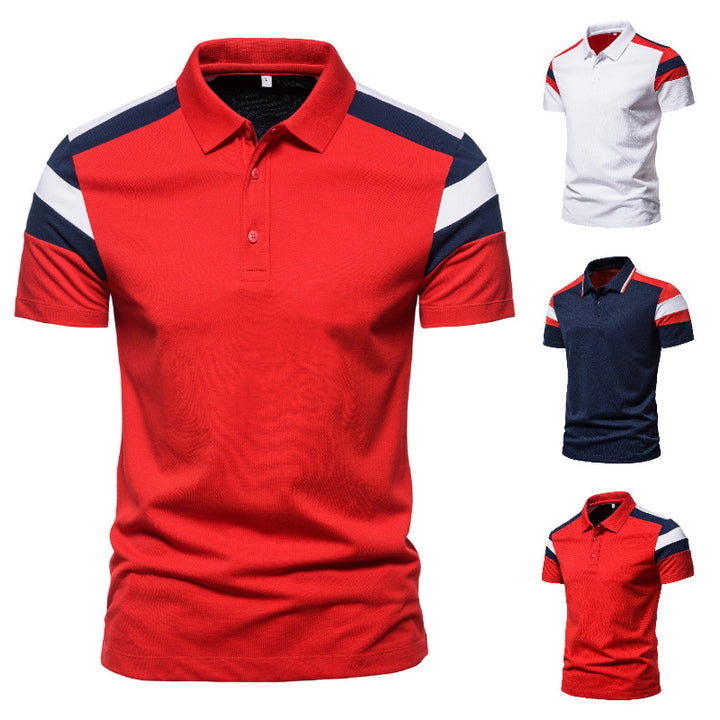 Herren Poloshirt mit modernem Farbblockdesign und atmungsaktiver Baumwollmischung Echoarchiv