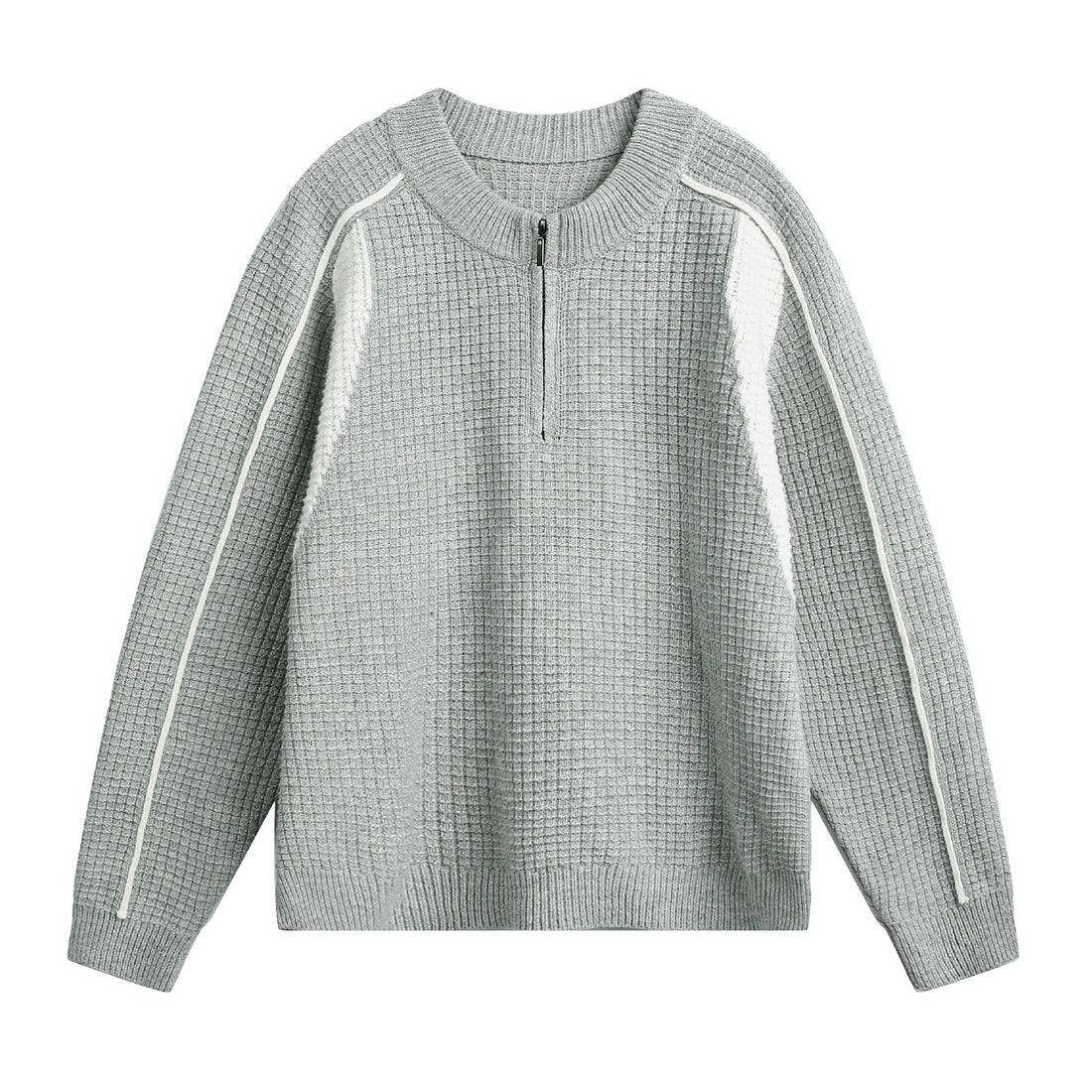 Herren Grobgestrickter Waffel-Strickpullover mit Halbzip und Kontrastpasse Echo Archiv