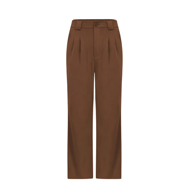 Damen Hochtaillierte Wide‑Leg Hose mit Bügelfalte und seitlichem Schlitz Echoarchiv