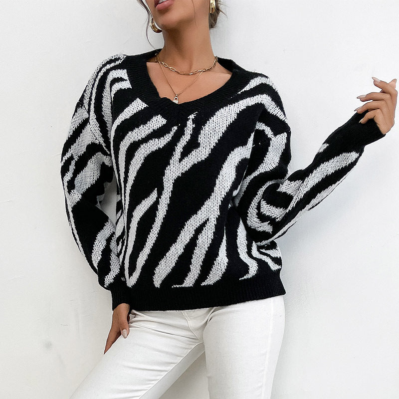 Damen Modischer Pullover mit Zebrastreifen-Design Echo Archiv