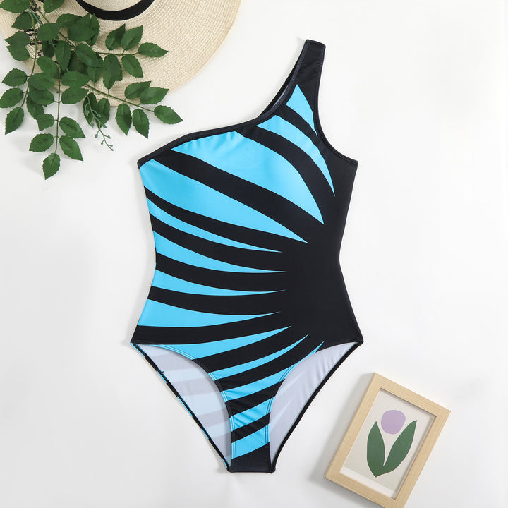 Damen Einteiliger Badeanzug mit asymmetrischem Design und trendigem Grafikmuster Echo Archiv