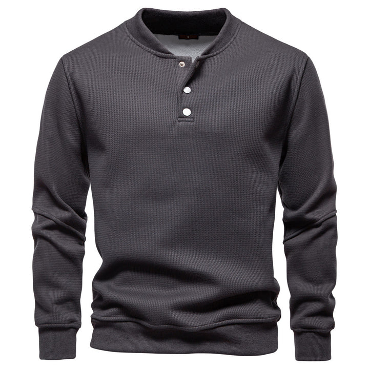 Herren nan Waffelstruktur-Henley-Pullover mit kurzem Druckknopfverschluss und Rippbündchen Echo Archiv