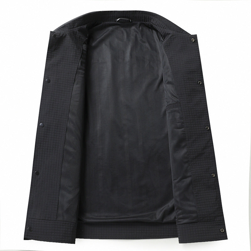 Herren Leichte Hemdjacke aus strukturierter Ripstop-Optik mit Druckknopfleiste Echo Archiv