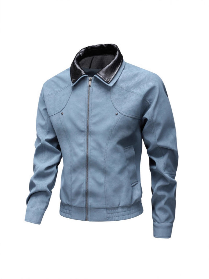 Herren Vintage-inspirierte Kunstleder-Blousonjacke mit kontrastkragen Echo Archiv
