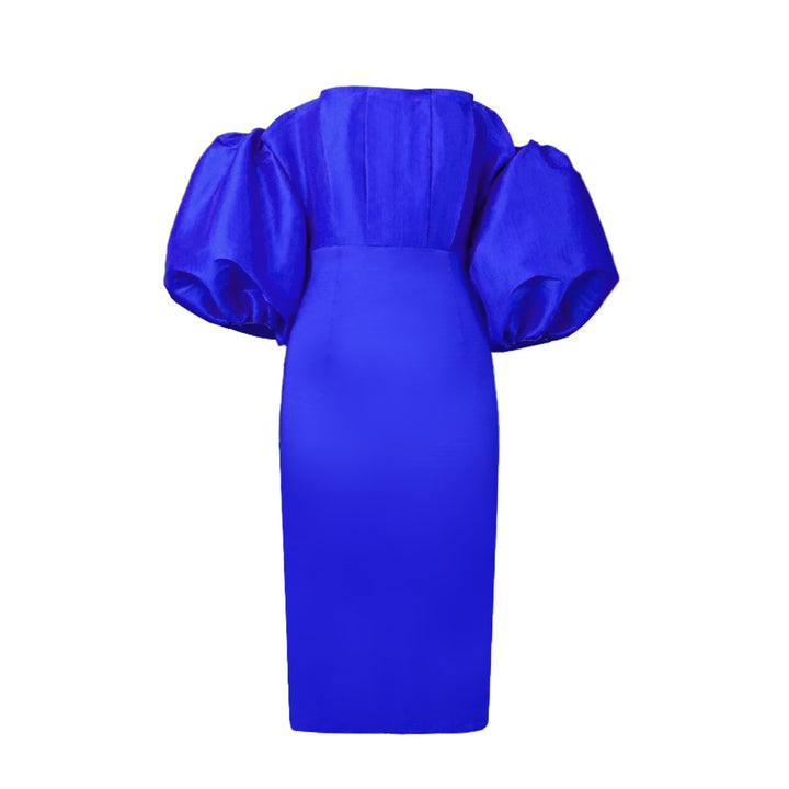 Damen figurbetontes Kleid mit schulterfreiem Design und voluminösen Puffärmeln Echo Archiv