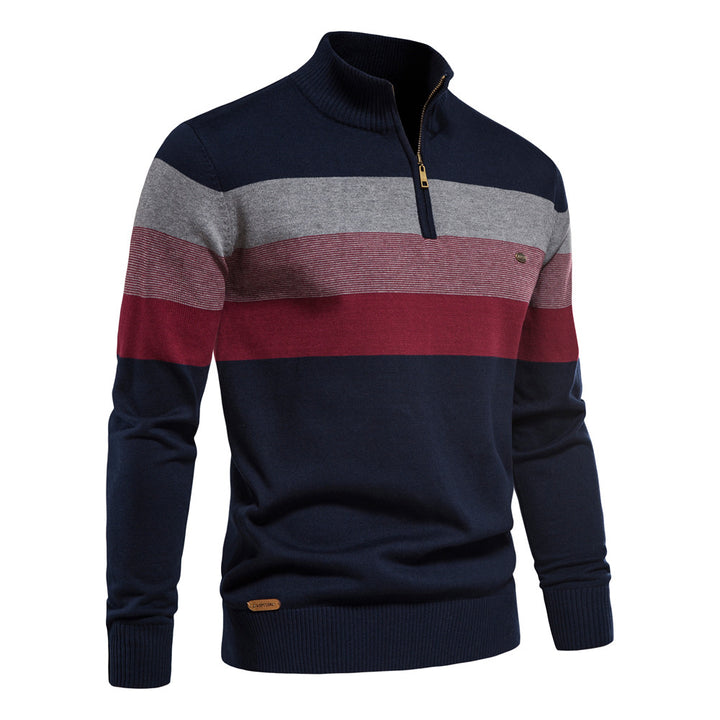 Herren Sweatpullover mit modernem Kurzreißverschluss und stilvollen Farbblockstreifen Echoarchiv