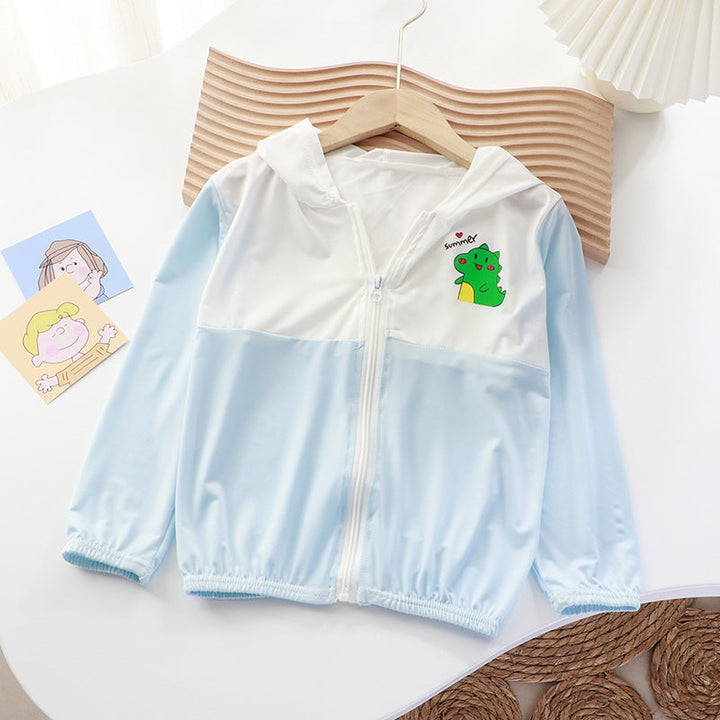 Unisex nan leichte Kinder-Softshelljacke mit Kapuze, Reißverschluss und niedlichem Dino-Print  Echo Archiv