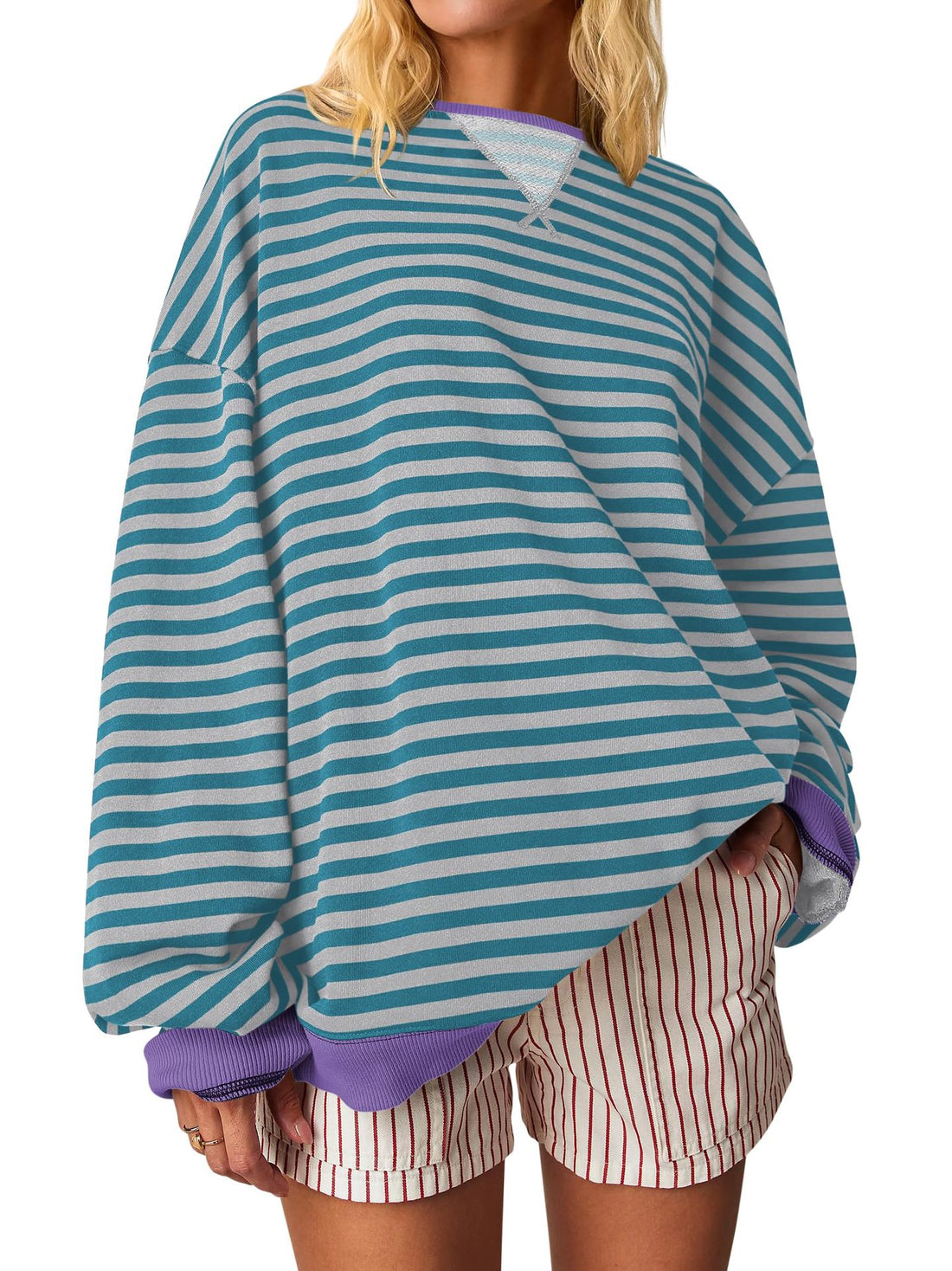 Damen Oversized gestreifter Sweatshirt – Mavelle