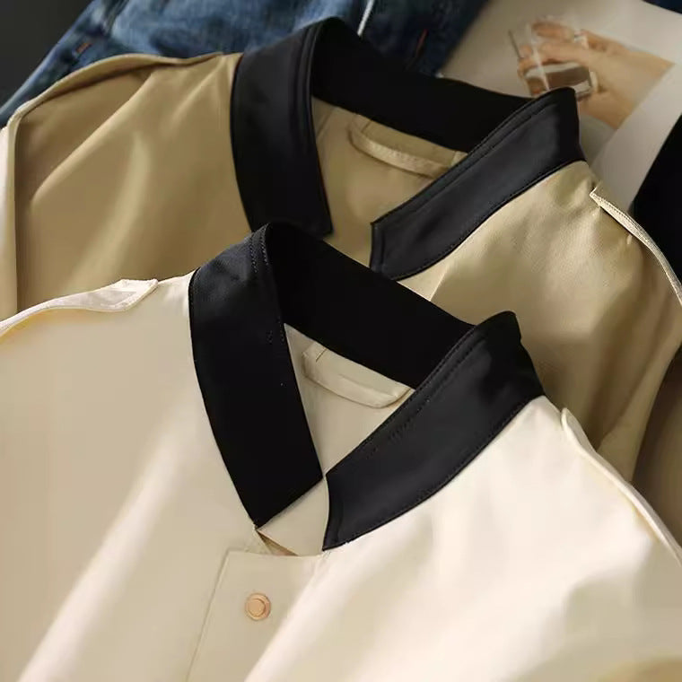 Damen Modische Jacke mit Stehkragen und Knopfleiste Echoarchiv
