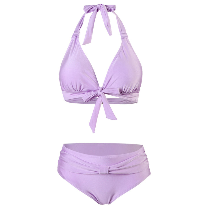 Damen Hoch geschnittener Bikini mit verstellbarem Halter und elegantem Knoten Echo Archiv