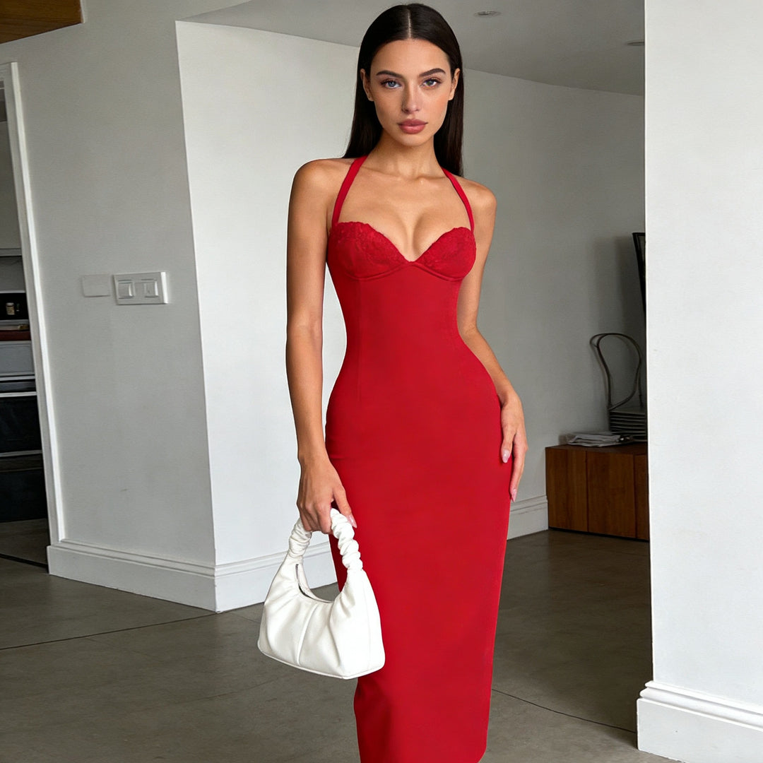 Damen Elegantes Langarm-Kleid mit raffinierter Schnürung Echo Archiv