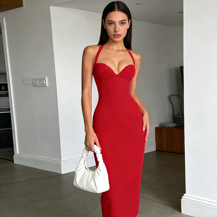 Damen Elegantes Langarm-Kleid mit raffinierter Schnürung Echo Archiv