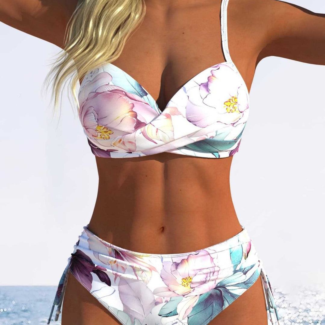 Damen Bikini-Set mit gepolstertem Oberteil und hohem Bund Echo Archiv