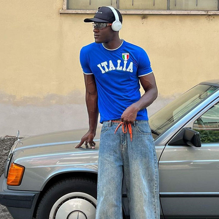 Herren sportliches T-Shirt mit Italia-Motiv und kontrastierenden Akzenten Echo Archiv