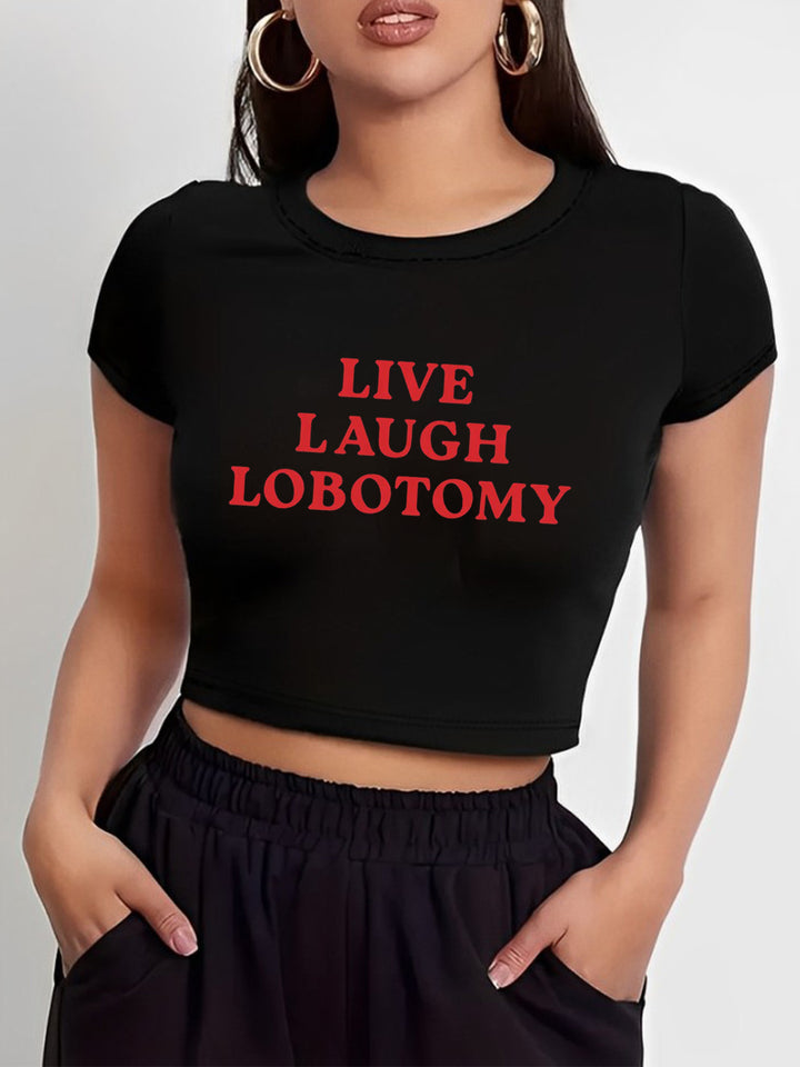 Damen Crop-T-Shirt mit fröhlichem Kirschmotiv Echo Archiv