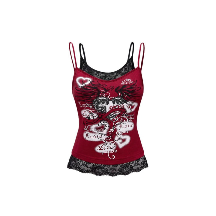 Damen Spitze Cami Top mit Grafischem Print Echo Archiv