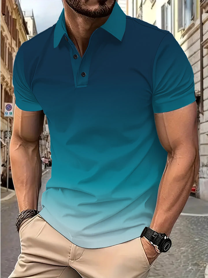 Herren Polohemd mit modernem Farbverlauf und atmungsaktiver Struktur Echoarchiv