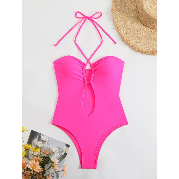 Damen Einteiliger Badeanzug mit modischem Cut-Out-Design und trägerlosem Oberteil Echo Archiv