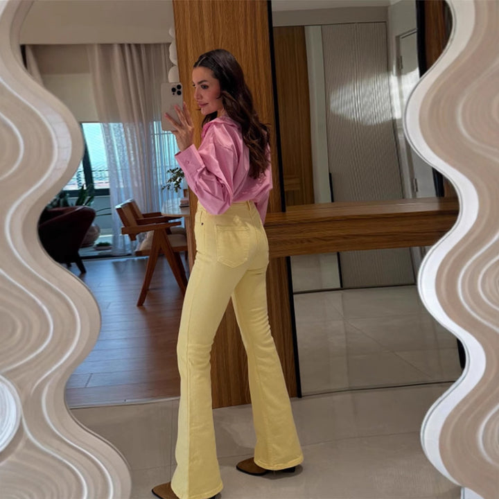 Damen Bluse mit übergroßem besticktem Spitzenkragen, Ballonärmeln & kastiger Silhouette Echoarchiv