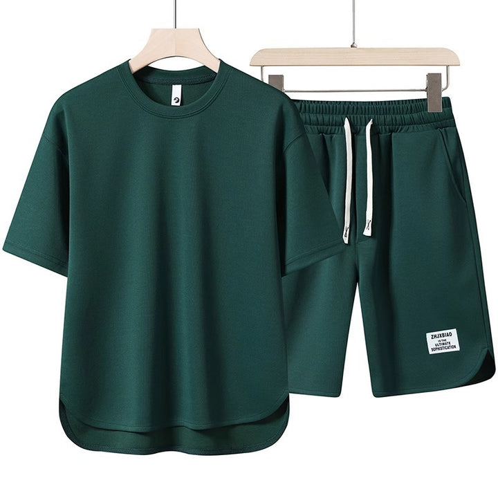 Unisex lässiges Set aus T-Shirt und Shorts mit seitlichen Taschen und elastischem Bund Echoarchiv