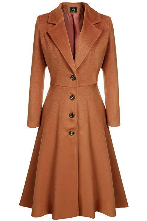 Damen Eleganter Wollmantel mit tailliertem Schnitt und langen Ärmeln – Montévia