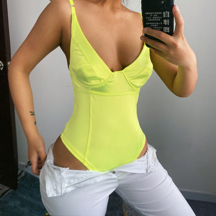 Damen Satin-Bustier-Top mit tiefem V-Ausschnitt und eleganter Passform Echo Archiv