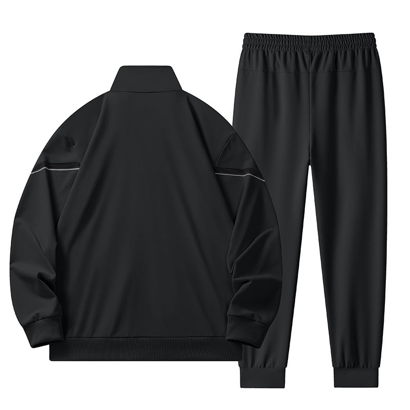 Männer's minimalist performance training set aus atmungsaktivem Funktionsstoff mit Stehkragen und Kordelzug – Marzano