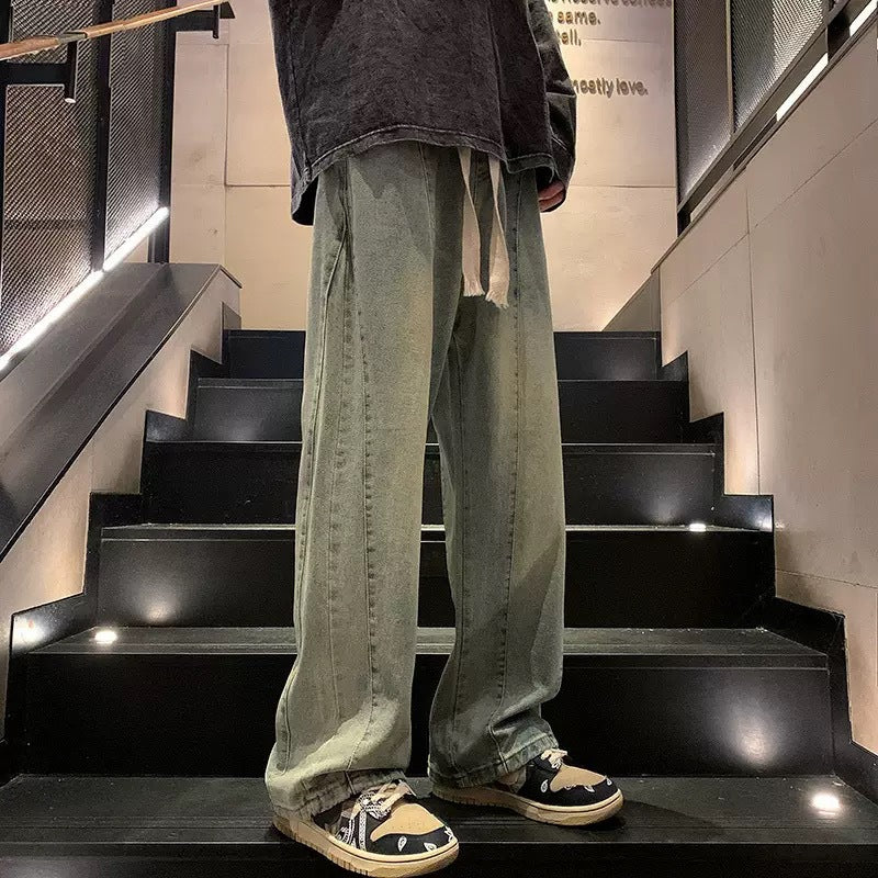 Herren weite Denim-Hose im urbanen Stil mit lässigem Schnitt und bequemem Gummizug Echoarchiv